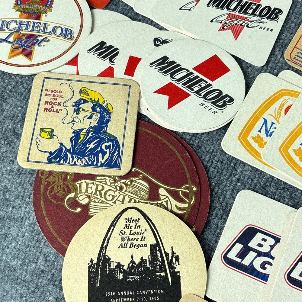 Vintage Beer Coasters Lot 70+ Budweiser Michelob PBR Busch Coors Barware